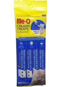 Resim Me-O Creamy Keçi Sütlü Tavuklu ve Ciğerli Kedi Ödülü 4 x 15 G 
