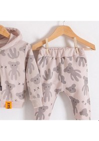 Resim Candar 3-18 Ay Erkek Bebek Takımı Cool Bear Kapüşonlu Krem Krem 