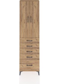 Resim Arges Dolap 2 Raflı 5 Çekmeceli Tek Askılı 60x30x221 Çam-çam Atlas Çam 