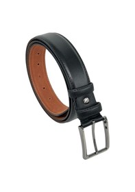 Resim Süzer Deri 3.5 Cm. Klasik Hakiki Deri Dikişli Model Düz Renk Erkek Kemer Siyah Siyah 
