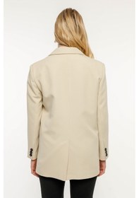 Resim Taş Rengi Kadın Düğmeli Blazer Ceket 001 