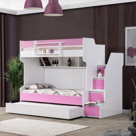 Resim Ranza, Cesur 3 lü Ranza, Cesur Yavrulu Çekmeceli Ranza Pembe 