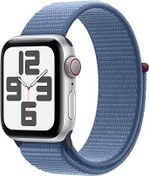 Resim Apple Watch SE (2. nesil, 2023) GPS + Cellular 40 mm Gümüş Rengi Alüminyum Kasa Akıllı Saat ve Buz Mavisi Spor Loop. Fitness ve Uyku Takibi, Trafik Kazası Algılama, Kalp Atış Hızı Takibi 