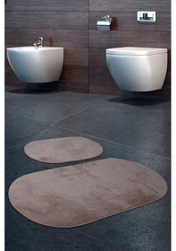 Resim Rixos Vizon 2'li Banyo Halısı Paspası Seti Kaymaz Deri Tabanlı Ma Kahverengi 