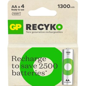 Resim GP Batteries ReCyko 1300 AA Kalem Ni-Mh Şarjlı Pil, 1.2 Volt, 4'lü Kart 