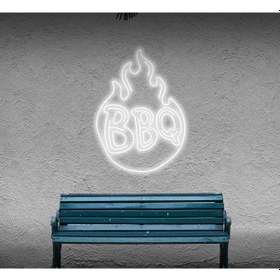 Resim Bbq Yazılı Ve Şekilli Neon Tabela Beyaz 