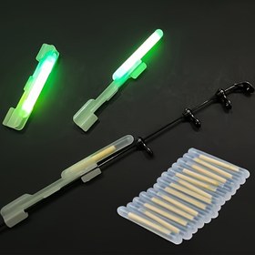 Resim Klipli Tutucularla 30 Adet Su Geçirmez Parlayan Çubuklar - Gece Balıkçılığı için Aydınlık Yüzen Çubuklar, Dayanıklı PVC Malzeme, Kullanımı Kolay ve Yeniden Kullanılabilir Kiti 