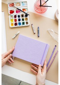 Resim 21x15 Cm Sert Kapak 80 Yaprak 140 Gr. Eskiz Defteri - Sketch Book - Lila 