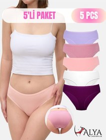 Resim Alya Underwear Kadın Pamuklu Hipster - Slip Külot 5 Farklı Renk 1 Pakette Multicolor-p25 
