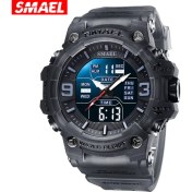 Resim Hanyang Gri Samel Yeni 8049 Izle Erkek Saatleri 50M Su Geçirmez LED Dijital Ekran Çalar Saat Ordu Askeri Spor Kronograf Izle Erkekler Için (Yurt Dışından) 