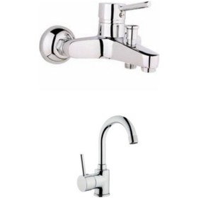 Resim Hms Delta Lavabo Bataryası + Aç-Kapa Banyo Bataryası 