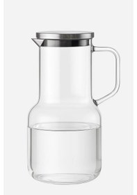 Resim Isıya Dayanıklı Cam Sürahi 1.8 Litre Şeffaf Lüks Karaf Borosilikat Metal Silikon Kapaklı 