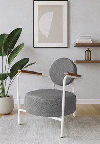 Resim Azra Mobilya Venüs Modern Berjer | Soft Kumaş | Beyaz Metal Ayaklı Koltuk | Ev & Ofis | GRİ 