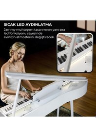 Resim Maxword Jammy Yüksek Kaliteli Hammer Action 88 Tuşlu Dijital Piyano Beyaz 