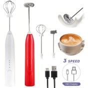 Resim 1 adet, 2'li 1 USB Şarj Edilebilir Süt Karıştırıcı Otomatik El Tipi Karıştırmacı Elektrikli Süt Karıştırıcı, 2 Paslanmaz Çelik Karıştırıcı ile, Kahve, Kek, Sıcak Çikolata, Sütluşlar, Yumurta Karışımı için 3 Hız Ayarlı Karıştırıcı Karıştırıcı - Dayanıklı Lityum Pil 