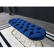 Resim Ressa Home Nova Gold Kaplama Metal Puf-bench-120 Cm-lacivert 