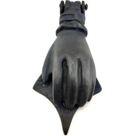 Resim Antika Tarz Dekoratif Pirinç El Kapı Tokmağı, Taktak - 167X75 Mm, Oksit 