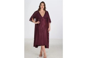 Resim Giyim 2li Mürdüm Sabahlık Takımı Bigsize 6223 