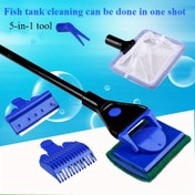 Resim 1/2 set Akvaryum Temizleme Kiti 5'li Uzun Saplı Alet Seti, Yosun Fırçası, Çakıl Temizleyici & Cam Kazıyıcı - Tatlısu ve Tuzlu Su Tankları için 