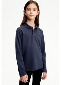 Resim Tommylife Lacivert Polo Yaka Basic Uzun Kollu Erkek Çocuk T-shirt - 11170 Lacivert 