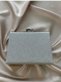 Resim Öznora Kadın Gümüş Simli Abiye, Clutch Gece Çantası Std 