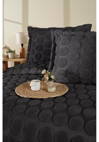 Resim Jakarlı Welsoft Tek Kişilik Yatak Örtüsü Seti 180x240 Cm Perle Antrasit 