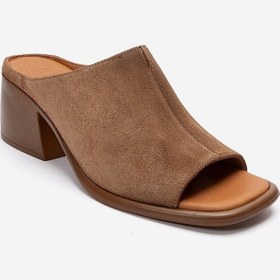 Resim Luvishoes Sorex Taba Süet Hakiki Deri Kadın Kalın Topuklu Terlik 