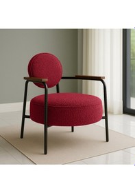 Resim Azra Mobilya Venüs Metal Ayaklı Modern Berjer Koltuk - Soft Kumaşlı, Renk Seçenekli, 60x60 Cm Kırmızı Kırmızı 