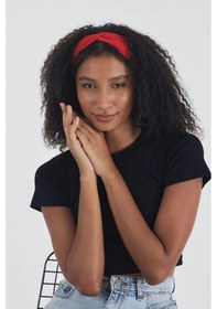 Resim Kadın Pamuklu Penye, Kaymaz, Yumuşak, Esnek, Stilinle Öndesin Saç Bandı Bandana - Tek Ebat / Kırmızı Kırmızı 