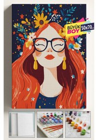 Resim Sayılarla Boyama Seti Numaralı Tuval Fırça Boya Dahil Kasnaklı Set 50x70 Cm - Çiçekgökyüzü 05 