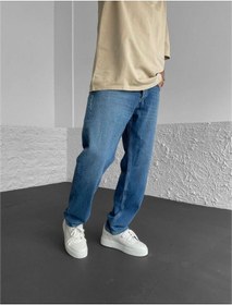 Resim Vikingsjeans Mavi Yıkamalı Baggy Jeans Mavi 