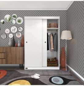 Resim Kenzlife Gardırop Sürgülü Kapaklı Kapılı Karanfil120 Byz Gardolap Dolap 