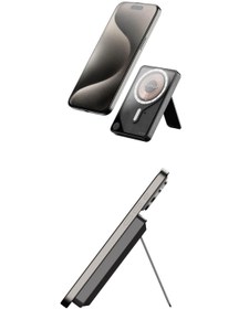 Resim Momax 1-Power X Pro+ Magnetic Wireless Battery Pack (10000mAh) with Stand and Built-in USB-C Cable (White) 