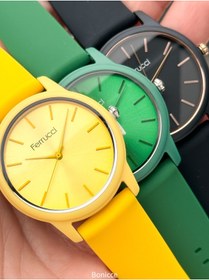 Resim Ferrucci Müthiş Tasarımı ile Soft Renklerde Silikon Kordon Kadın Saat Sarı Renk Bileklik Hediyel 
