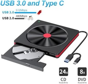 Resim Dışarı CD DVD sürücü,USB3.0 Türü C Taşınabilir CD/DVD +/-RW sürücü,DVD/CD ROM Okuyucu yazar Burner dvd oyuncu Laptop Masaüstü PC Windows 11/10/8.1/7/XP Macbook Mac OS Linux için Dışarı Disk sürücü 