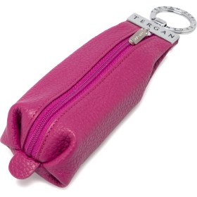 Resim Tergan Fuşya Hakiki Deri Unisex Anahtarlık - S1AN00000193-C42 