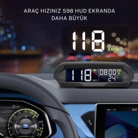Resim Teknofaji Araç Hız Ölçer Evrensel Gps Hız Göstergesi Solar ve USB Şarj/güneş Enerjili Hız Ölçer S98 Hud Ekranı 