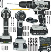 Resim Mager MGR1058 Darbeli Çift Akülü 24 Parça Şarjlı Vidalama Matkap 