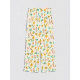 Resim LC Waikiki Lcw Kids Ekru Kız Çocuk Desenli Geniş Paça Pantolon 