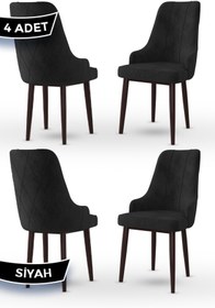 Resim Canisa Trex Serisi 1.sınıf Babyface Kumaş Siyah Metal Ayak 4 Adet Siyah Sandalye 