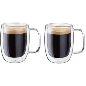 Resim Sorrento Çift Camlı Kulplu 2'li Espresso Bardak Seti, 134 Ml, Cam, Şeffaf Cam Çok Renkli 