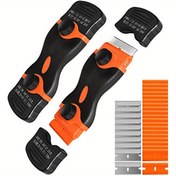 Resim 1 adet Christon Temizleme Bıçağı Seti - Dokulu Tutma Saplı Ergonomik Otomatik Film Çıkarıcı, Dayanıklı Plastik/Metal, 5 Ekstra Bıçak Dahil - Kolay Ekran & Sticker Çıkarma için Manuel İşletim 