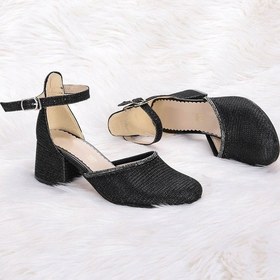 Resim Kiko Kids 771 Çupra Taşlı Kız Çocuk 5 Cm Topuklu Sandalet Ayakkabı Siyah 001 