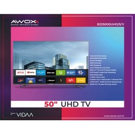 Resim AWOX B225000UHD/S/V , 50" 126cm, 4K Ultra HD, Dahili Wi-Fi, Dahili Uydu Alıcılı, Smart Led Televizyon AWOX B225000UHD/S/V , 50" 126cm, 4K Ultra HD, Dahili Wi-Fi, Dahili Uydu Alıcılı, Smart Led Televizyo...