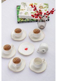 Resim Emsan Kalpten Kalbe 6 Kişilik Kahve Fincan Takımı 90 Ml 