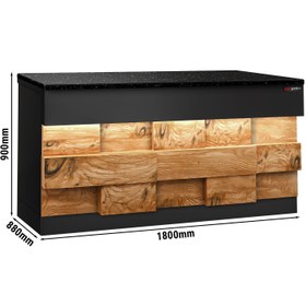 Resim Kasa Bankosu TORONTO - 1800mm - Ahşap Ön Panel - Siyah Granit Çalışma Tezgahı 