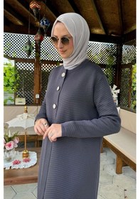 Resim Rabia Şamlı Sinem Çelik Örme Triko Hırka Antrasit Çok Renkli 