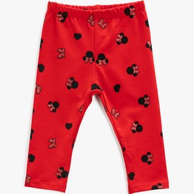 Resim Kız Bebek Minnie Mouse Baskılı Tayt Lisanslı Pamuklu 