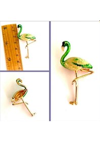 Resim Omeniv Vintage Retro Stil Yeşil Flamingo Tema Broş İğne 37866774 