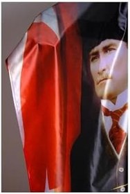 Resim ZC Bayrak Atatürk Portre Raşel Kumaş Dijital Baskı Bayrak 70x105 
